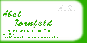 abel kornfeld business card